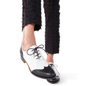 The Office of Angela Scott Mr. Evans Wingtip Black & White Oxford Size 38.5